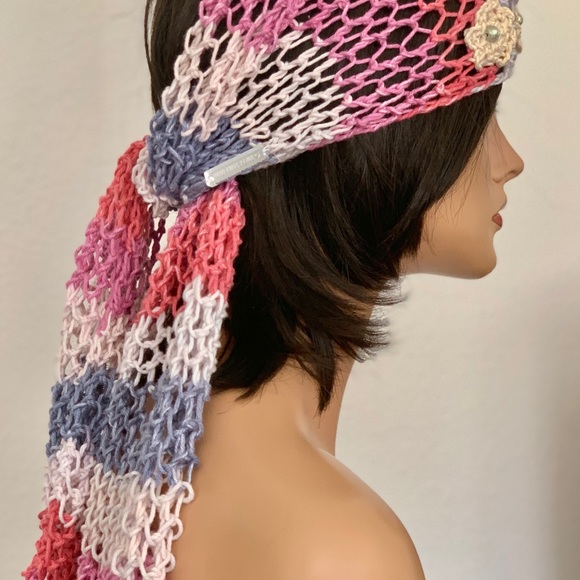 Hand Knits 2 Love Cotton Bandana Scarf Cap Floral